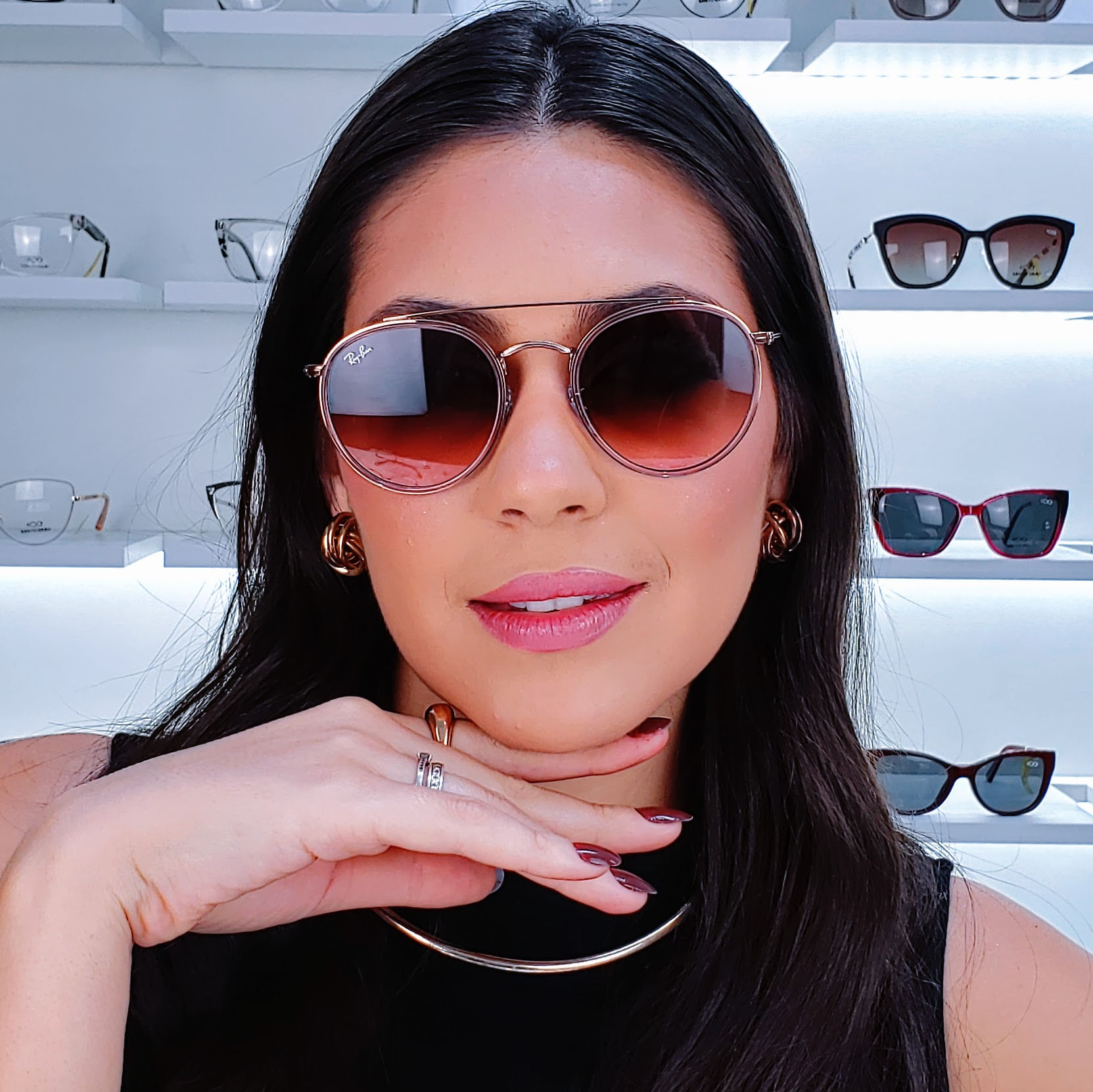 Ray ban double bridge rose shop